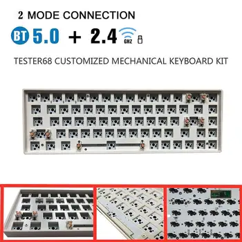 Двухрежимный Bluetooth 5,0 + Безжичен 2,4 g Тестер Механична Клавиатура 68 Ключове Комплект Тестер Вала Безжичен Keyboar ГОРЕЩА РАЗПРОДАЖБА