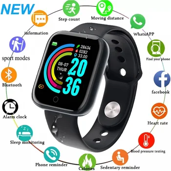 D20 Pro Bluetooth Умни Часовници За Мъже Жени Y68 Уреди За Измерване На Кръвното Налягане Наблюдение На Сърдечната Честота Спортни Smartwatch Фитнес Тракер, Huawei, Xiaomi