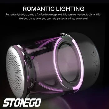 Безжична стереодинамика STOENGO Вярно с прозрачен дизайн, дишаща led подсветка, TWS Bluetooth 5.0, TF карта и аудиовходом AUX Изображение 2