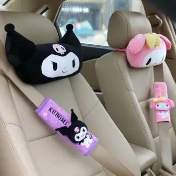 Cartoony Автомобил Sanrios Мека Възглавница за Шията, за Всички Сезони Kawaii Kuromi Melody Колан Плюшено Защитен Калъф за носене на рамо