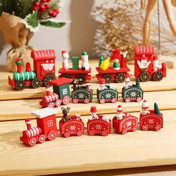 Frigg Дървена Коледен Влак Забавни Коледни Декорации За Дома 2021 Коледа Навидад Noel Подаръци Коледен Орнамент Нова Година 2022