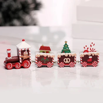Frigg Дървена Коледен Влак Забавни Коледни Декорации За Дома 2021 Коледа Навидад Noel Подаръци Коледен Орнамент Нова Година 2022 Изображение 2