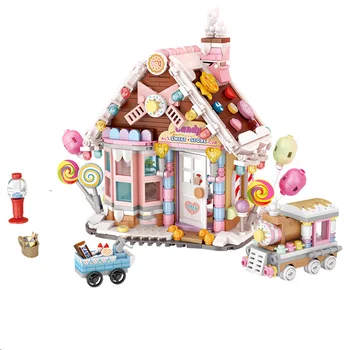 2022 Зимни Село Коледа Нова Година Мини Бонбони Къща Момиче Отглеждане Подарък Строителни Блокове Тухли Играчки