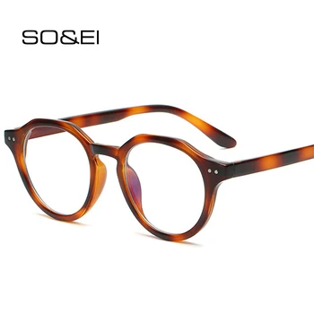 SO & EI Модни Кръгли Анти-Blu-Ray Дамски слънчеви Очила в Рамки Реколта Мъжки Оптични Рамки Прозрачни Лещи, Пирони Очила Компютърни Очила