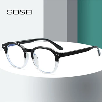 SO & EI Модни Кръгли Анти-Blu-Ray Дамски слънчеви Очила в Рамки Реколта Мъжки Оптични Рамки Прозрачни Лещи, Пирони Очила Компютърни Очила Изображение 2