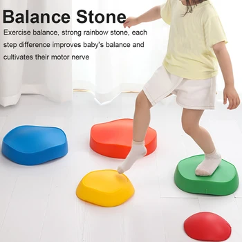 Детски баланс камък за Балансиране на Блокове за упражнения за Равновесие и координация на закрито и на открито Дъгата речен камък Изображение 2