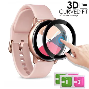 Защитно Стъкло С Извит Край 20D За Samsung galaxy Watch Active 2 40 мм 44 мм Защитен слой от Закалено Стъкло с Пълно Покриване на
