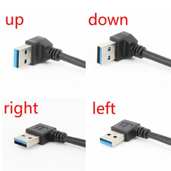23 cm 90 Градуса USB 3.0 Наляво/Надясно/Нагоре/Надолу Ъгъл 90 Градуса Удлинительный кабел От мъжа към жената Захранващ Адаптер, USB Кабели