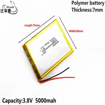 Батерия енергия литра добро качество 3,8 В, 5000 mah 706075 Полимерна литиево-йонна/литиево-йонна батерия за таблети, GPS, mp3, mp4