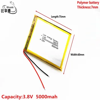 Батерия енергия литра добро качество 3,8 В, 5000 mah 706075 Полимерна литиево-йонна/литиево-йонна батерия за таблети, GPS, mp3, mp4 Изображение 2