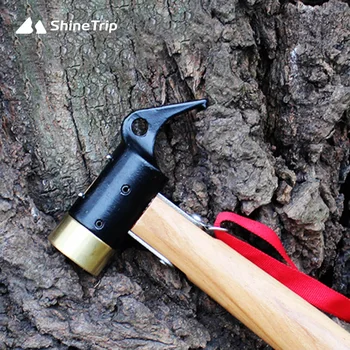 ShineTrip Открит Къмпинг Мед Чук Палатка Брезент Пирони Клечки Чук Дървена Дръжка Външни Мултифункционални Инструменти Изображение 2