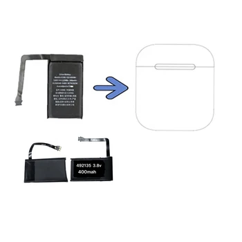 Сменяеми батерии За Airpods 1 2 Безжично зарядно устройство ще захранване на кутия За слушалки Apple Air Pod кабел за зареждане на Отделението за Батерията Изображение 2