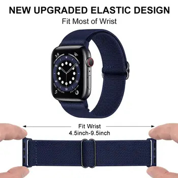 Найлонов ремък с линия solo е Съвместим с Apple watch 44 мм 42 мм 40 мм 38 мм Регулируем еластичен текстилен ремък за iwatch 7 6 5 4 3 2 SE Изображение 2
