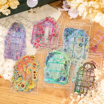 6 опаковки/ЛОТ Цветя обграждат прозореца серия ретро творческа обстановка САМ етикети за домашни любимци
