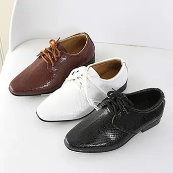 2020 Нови Детски Сватбени модела обувки от естествена Кожа за Момчета, Маркови Детски Черните Сватбени Обувки за момчета, бели маратонки на танкетке 21-36