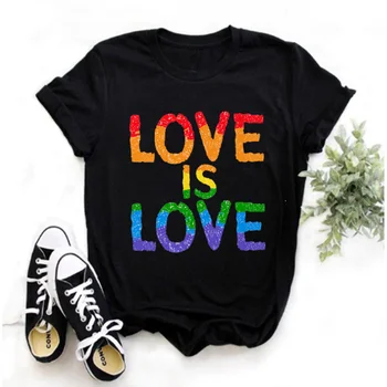 Женска тениска, тениска Rainbow Lesbian Pride, Забавна тениска Harajuku Ulzzang, женска тениска с принтом на 90-те години Изображение 2