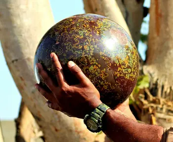 Натурален азо камък, кварцов кристал енергийна топка Рейки лечение украса на стаята за домашно подарък бижу