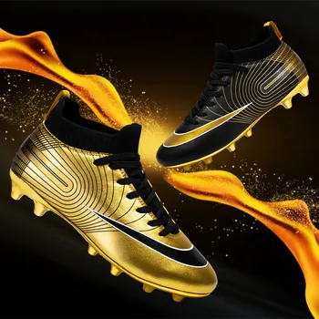 Висококачествени Златни Футболни Обувки Мъжки, Юношески Футболни Обувки FG/AG за Мъже, Спортни Футболни Обувки за футзала, Мъжки футболни обувки за футзала Изображение 2