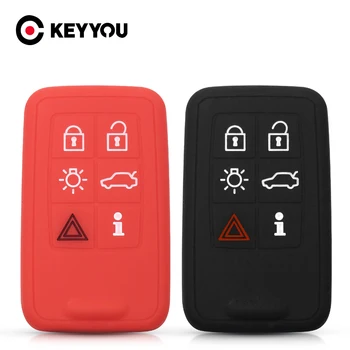 KEYYOU 6 Бутона Силикон Гумен Калъф За Ключове на Volvo S60, V60 S70 V70, XC60, XC70 Защитно покритие За Кожата Ключодържател Защитно покритие