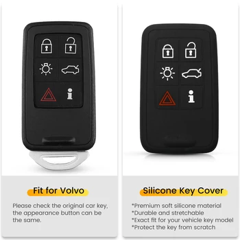 KEYYOU 6 Бутона Силикон Гумен Калъф За Ключове на Volvo S60, V60 S70 V70, XC60, XC70 Защитно покритие За Кожата Ключодържател Защитно покритие Изображение 2
