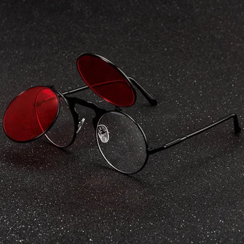 2022 Реколта Кръгли Очила В Стил Steampunk, Мъжки И Дамски Модни Маркови Дизайнерски Слънчеви Очила, Мъжки И Дамски Слънчеви Очила В Стил Пънк, Кръг, Oculos De Sol