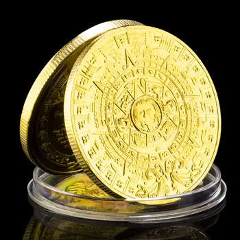 Мексико маите Ацтекский Календар Изкуство Пророчество Култура Златни Монети с Колекционерска стойност Позлатен Сувенирни Монети Възпоменателна Монета