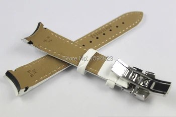 18 mm (Buckle16mm) T035210A T035207 Висококачествена Сребърна Тока-пеперуда + бели Каишки от естествена кожа за часовници T035 Изображение 2