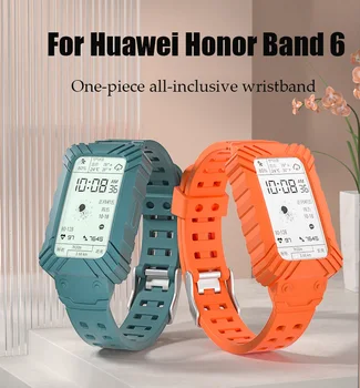 За Band Honor 6 Каишка Силикон Каишка За Часовник Correa За Huawei band 6/Band 6 Pro Каишка + Защитни ленти на екрана, за да Huawei Watch Fit