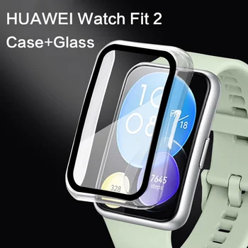 Стъкло + калъф HUAWEI watch fit 2 протектор аксесоари smart-часовници PC Пълна броня калъф Закалено Стъкло за HUAWEI fit2 band
