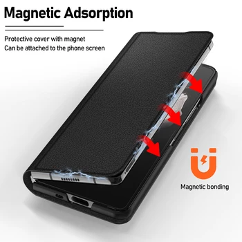 Калъф за Samsung Galaxy Z Fold 3 Калъф с притежателя на S Pen Магнитна Адсорбция Всичко включено Калъфче за телефон с каишка за улавяне на Изображение 2