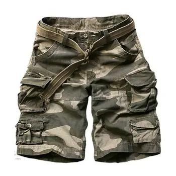  Летни Модни Военни Панталони-карго Мъжки Висококачествени Памучни Ежедневни Мъжки къси Панталони С много джобове (Без колан)