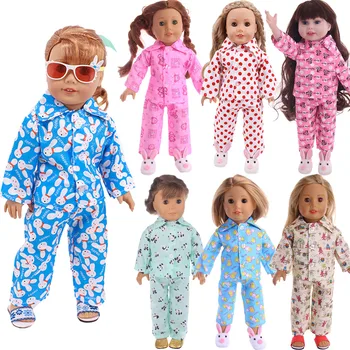 Пижама в грах с животни, стоп-моушън Облекло за 18-инчовата американската кукли и кукли 43 см Baby Born Кукла, Коледни подаръци за момичета на нашето поколение