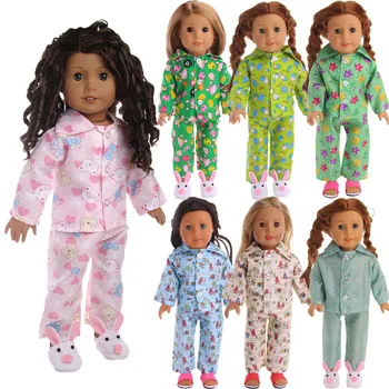 Пижама в грах с животни, стоп-моушън Облекло за 18-инчовата американската кукли и кукли 43 см Baby Born Кукла, Коледни подаръци за момичета на нашето поколение Изображение 2